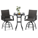 Tangkula 3 Pieces Wicker Patio Swivel Bar Set - NP12166DK+