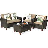 Tangkula 4-Piece Patio Rattan Furniture Set, Outdoor Wicker Conversation Set - HW64145+
