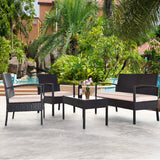 Tangkula 4 PCS/8 PCS Patio Furniture Sets, Rattan Chair Wicker Set, Outdoor Bistro Sets - HW68722