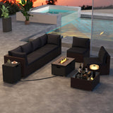 Tangkula 12 Pieces Patio Furniture Set with 32” Fire Pit Table and Propane Tank Cover - NP10261BK+HW71507DKA+