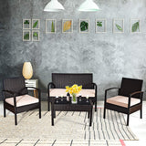 Tangkula 4 PCS/8 PCS Patio Furniture Sets, Rattan Chair Wicker Set, Outdoor Bistro Sets - HW68722
