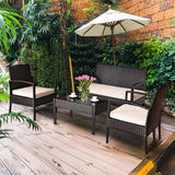 Tangkula 4 PCS/8 PCS Patio Furniture Sets, Rattan Chair Wicker Set, Outdoor Bistro Sets - HW68722