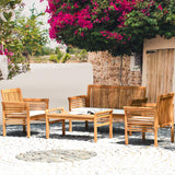 Tangkula 4 or 8 Piece Outdoor Acacia Wood Sofa Set, Padded Patio Conversation Table Chair Set - HW63884