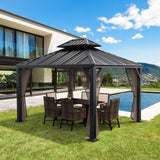 Tangkula 12' x 10' Hardtop Gazebo, Double Roof & Hook – NP10097WL-12CF+NP10097WL-22CF