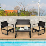 Tangkula 4-Piece Patio Rattan Furniture Set, Outdoor Conversation Set - HW64403