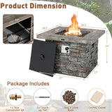 Tangkula 34.5 Inch Faux Stone Propane Fire Pit Table - NP10630WL-GR