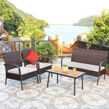 Tangkula 4/8 PCS Patio Rattan Furniture Set, Outdoor Conversation Set - HW66527