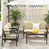 Tangkula 4 Pieces Patio Furniture Set, Outdoor Wicker Conversation Bistro Set - HW71622BN+