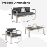 Tangkula 4 Piece Patio Aluminum Sofa Set, Contemporary Sofas & Coffee Table - 2*NP11317GR+NP11318GR+NP11319GR
