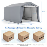 Tangkula 10x16Ft Heavy-Duty Carport, Outdoor Portable Garage with Reinforced Triangular Beams, Galvanized Steel Frame - NP10685GR+
