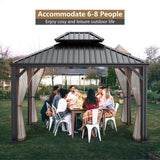 Tangkula 12' x 10' Hardtop Gazebo, Double Roof & Hook – NP10097WL-12CF+NP10097WL-22CF