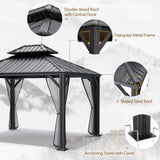 Tangkula 12' x 10' Hardtop Gazebo, Double Roof & Hook – NP10097WL-12CF+NP10097WL-22CF
