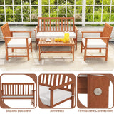 Tangkula 4/8-Piece Acacia Wood Patio Conversation Set - 2*HW73087WH