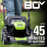 Greenworks 80V 21" Cordless Battery 3-in-1 Self-Propelled Lawn Mower w/ 4.0Ah Battery & Charger - 2515902