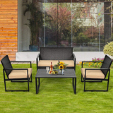 Tangkula 4-Piece Patio Rattan Furniture Set, Outdoor Conversation Set - HW64403