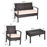 Tangkula 4 PCS/8 PCS Patio Furniture Sets, Rattan Chair Wicker Set, Outdoor Bistro Sets - HW68722