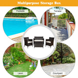 Tangkula 4-Piece Rattan Patio Furniture Set, w/Tempered Glass Coffee Table - HW67772BT