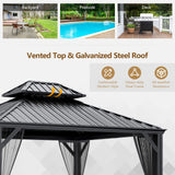 Tangkula 12' x 10' Hardtop Gazebo, Double Roof & Hook – NP10097WL-12CF+NP10097WL-22CF