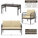 Tangkula 4 Pieces Patio Furniture Set, Outdoor Wicker Conversation Bistro Set - HW71622BN+
