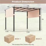 Tangkula 10x10 Ft Pergola, Patio Pergola with 2-Piece Retractable Sun Shade Canopy - NP11780BE+