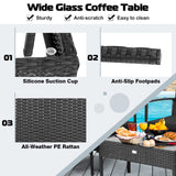 Tangkula 4 Piece Patio Rattan Conversation Set, Black - HW68938