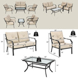 Tangkula 4 Pieces Outdoor Furniture Set, Patio Conversation Set with Cushions and Steel Frame - NP10083BE+NP10084WL-BE