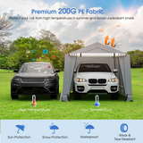 Tangkula 10x16Ft Heavy-Duty Carport, Outdoor Portable Garage with Reinforced Triangular Beams, Galvanized Steel Frame - NP10685GR+