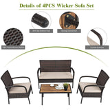 Tangkula 4/8 PCS Patio Rattan Furniture Set, Outdoor Conversation Set - HW66527