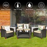Tangkula 4-Piece Patio Rattan Furniture Set, Outdoor Wicker Conversation Set - HW64145+