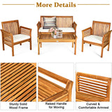 Tangkula 4 or 8 Piece Outdoor Acacia Wood Sofa Set, Padded Patio Conversation Table Chair Set - HW63884