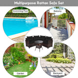 Tangkula 4-Piece Patio Furniture Set, C-Shape Outdoor Wicker Sectional Sofa Set - HW66920BK+
