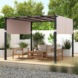 Tangkula 10x10 Ft Pergola, Patio Pergola with 2-Piece Retractable Sun Shade Canopy - NP11780BE+