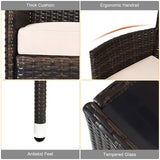 Tangkula 4-Piece Rattan Patio Furniture Set, w/Tempered Glass Coffee Table - HW67772BT