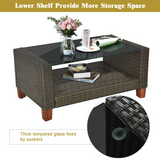Tangkula 4-Piece Patio Rattan Furniture Set, Outdoor Wicker Conversation Set - HW64145+