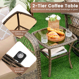 Tangkula 3-Piece Patio Swivel Rocker Set, Wicker Swivel Rocking Chairs - NP10975MS+