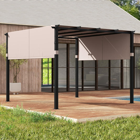 Tangkula 10x10 Ft Pergola, Patio Pergola with 2-Piece Retractable Sun Shade Canopy - NP11780BE+