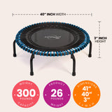 JumpSport 350 PRO 39 Inch Fitness Trampoline with Blue EnduroLast Elastic Cords - 348950