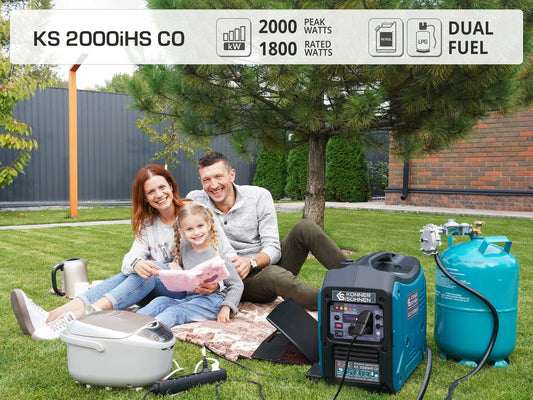 Konner Sohnen KS 2000iHS CO 1800W/2000W Generator LPG/Gasoline Inverter with CO Sensor Pure Sine Wave New - KS-2000IHS-CO