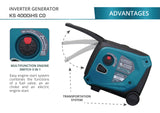 Konner Sohnen KS 4000iEHS CO 3500W/4000W Generator LPG/Gasoline Inverter with CO Sensor Pure Sine Wave New - KS-4000IEHS-CO