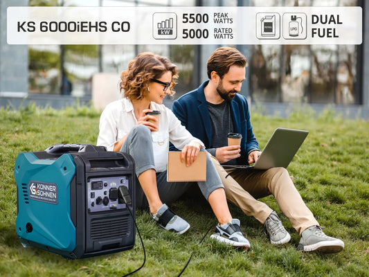 Konner Sohnen KS 6000iEHS CO 5000W/5500W Generator LPG/Gasoline Inverter with CO Sensor Pure Sine Wave New - KS-6000IEHS-CO