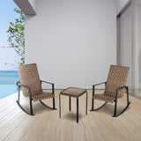 Four Seasons Courtyard Bayside 3 Piece All Weather Woven Wicker Chat Set, Brown - 396123