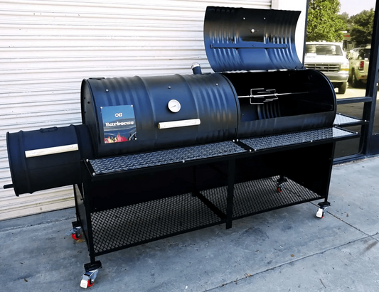 Moss Grills Deluxe Double Barrel Grill with Single Smoke Box and Side Wall Enclosure - 203-1