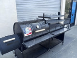 Moss Grills Joeys Ranch Style Barbecue Grill / 55 Gal Barrel Smoker + Open Ranch Grill / Residential or Commercial - 208