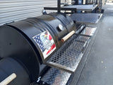 Moss Grills Joeys Ranch Style Barbecue Grill / 55 Gal Barrel Smoker + Open Ranch Grill / Residential or Commercial - 208
