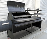 Moss Grills Joeys Ranch Style Barbecue Grill / 55 Gal Barrel Smoker + Open Ranch Grill / Residential or Commercial - 208