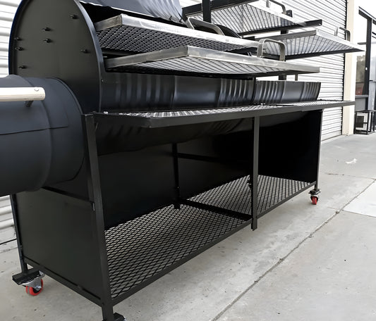 Moss Grills Joeys Ranch Style Barbecue Grill / 55 Gal Barrel Smoker + Open Ranch Grill / Residential or Commercial - 208