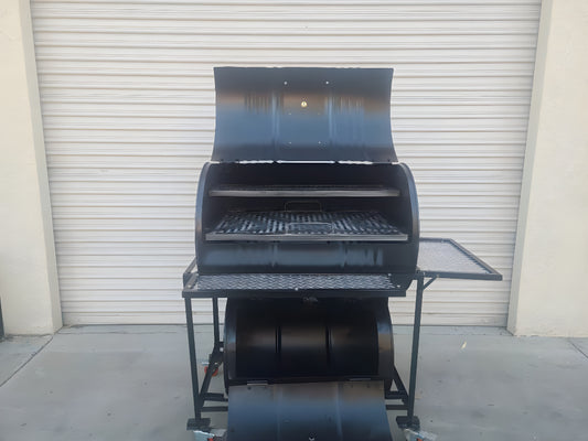 Moss Vertical Single Barrel Smoker - with Lower Firebox -108