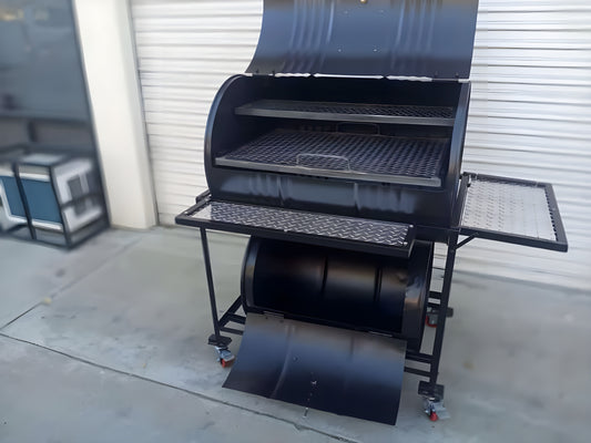 Moss Vertical Single Barrel Smoker - with Lower Firebox -108
