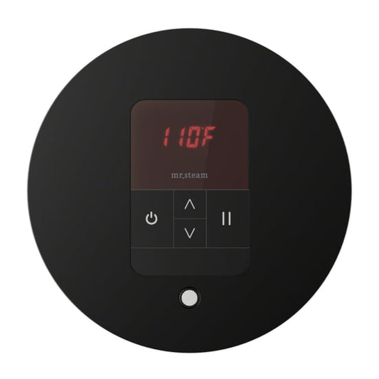Mr. Steam iTempo Round Steam Shower Control in Matte Black with Polished Chrome Bezel - MSITEMPORD-M