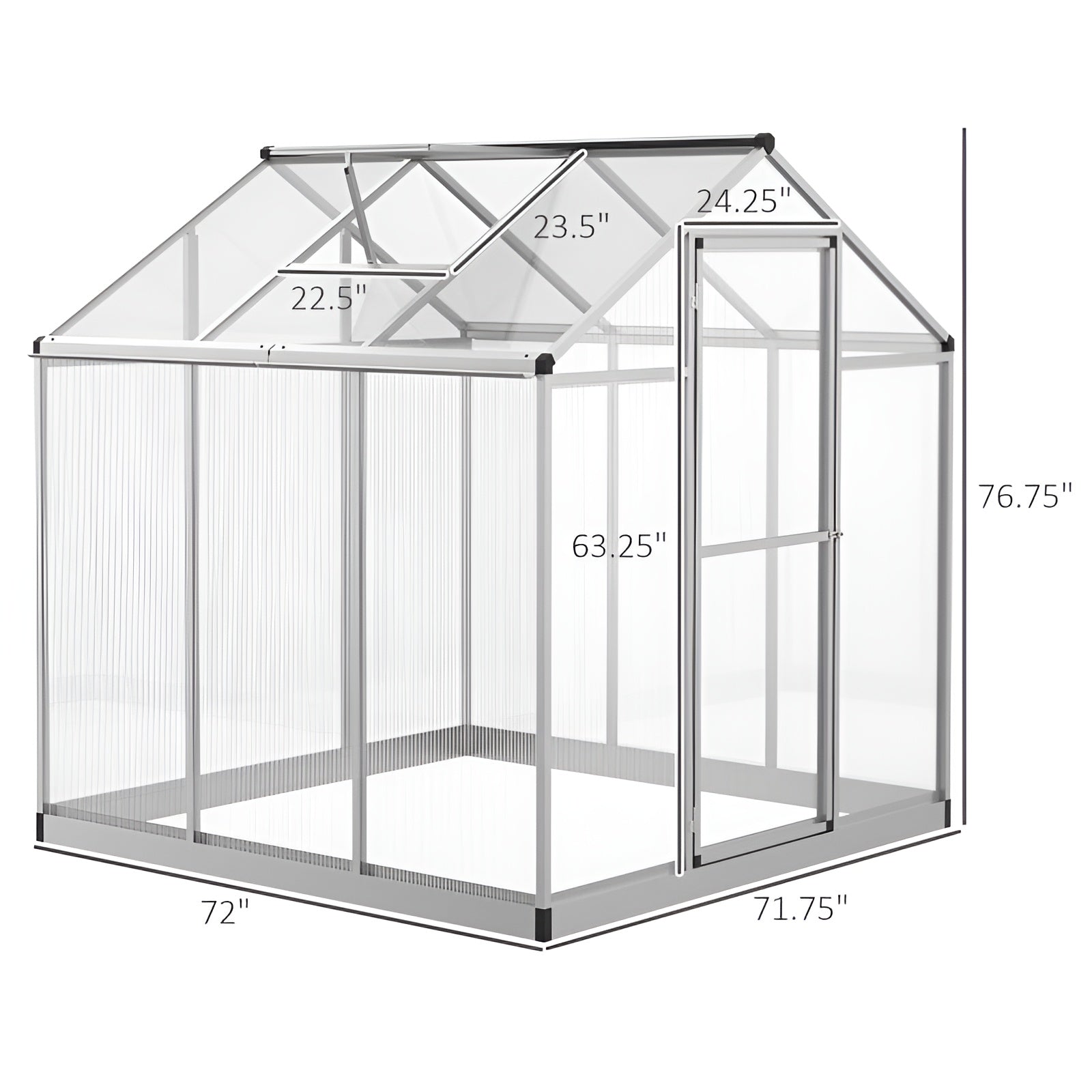 Outsunny 6' L x 6' W Walk-In Polycarbonate Winter Greenhouse - 845-243